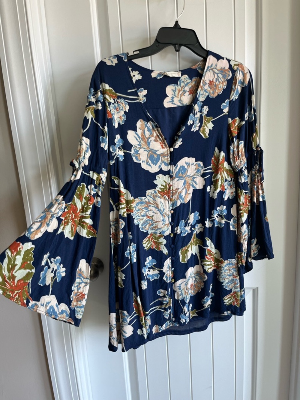 Altar'd State Navy Floral V-Neck Mini Dress